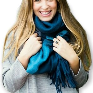 Navy scarf with fringe